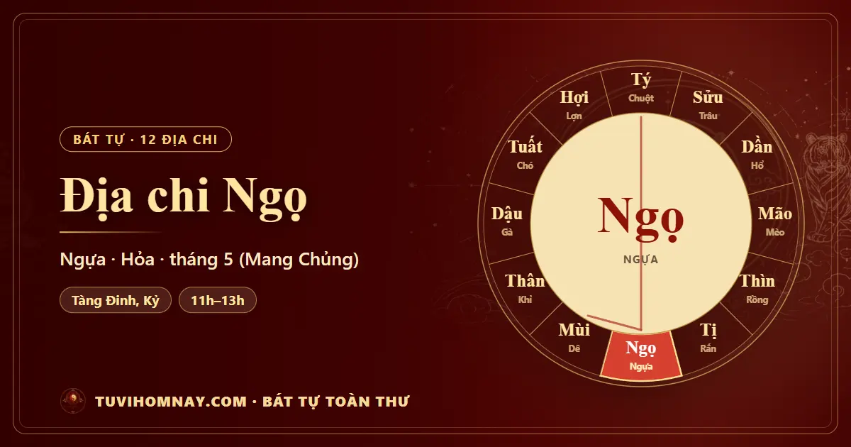 Địa chi Ngọ trong Bát tự: tàng can, tháng, giờ — Bát tự toàn thư