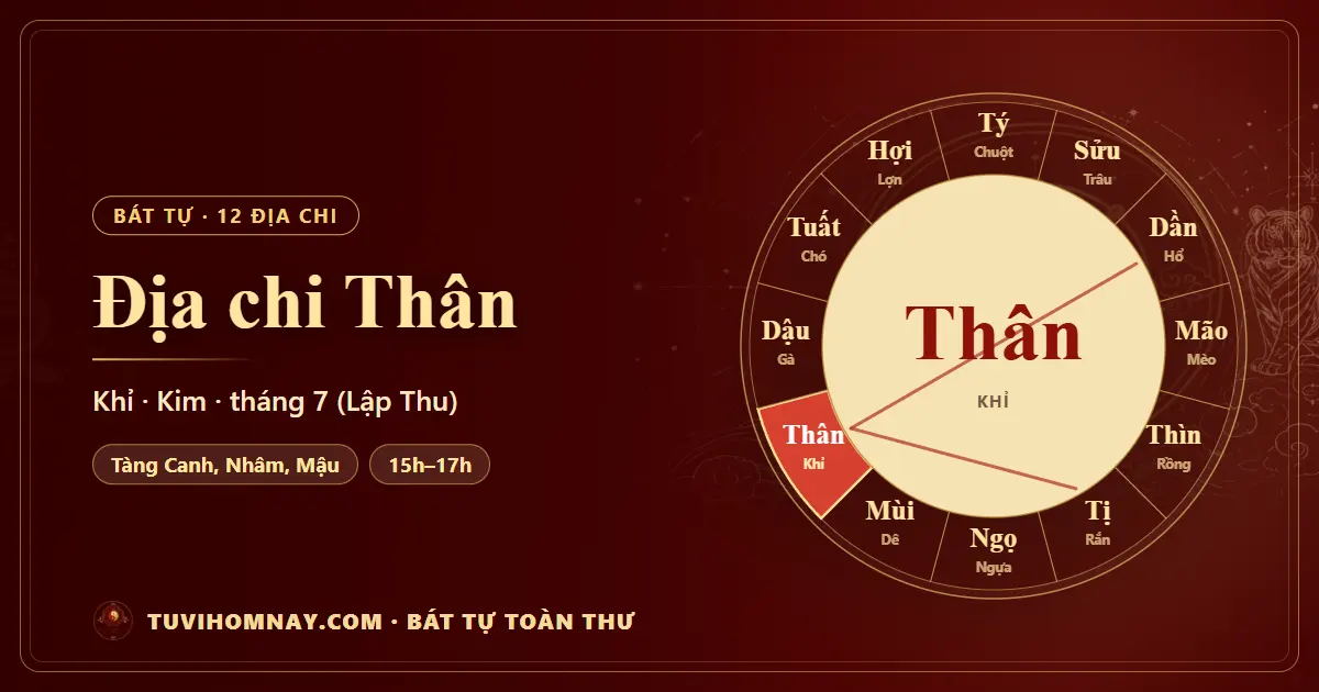 Địa chi Thân trong Bát tự: tàng can, tháng, giờ — Bát tự toàn thư