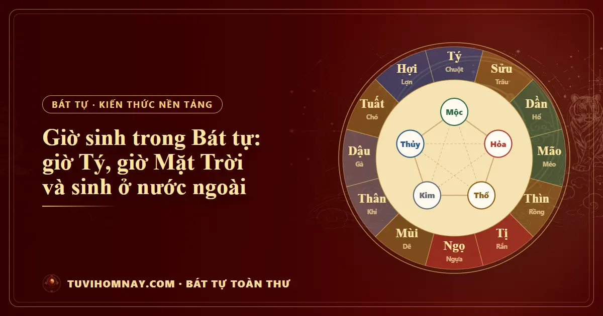 Giờ sinh trong Bát tự: giờ Tý, giờ Mặt Trời và sinh ở nước ngoài — Bát tự toàn thư