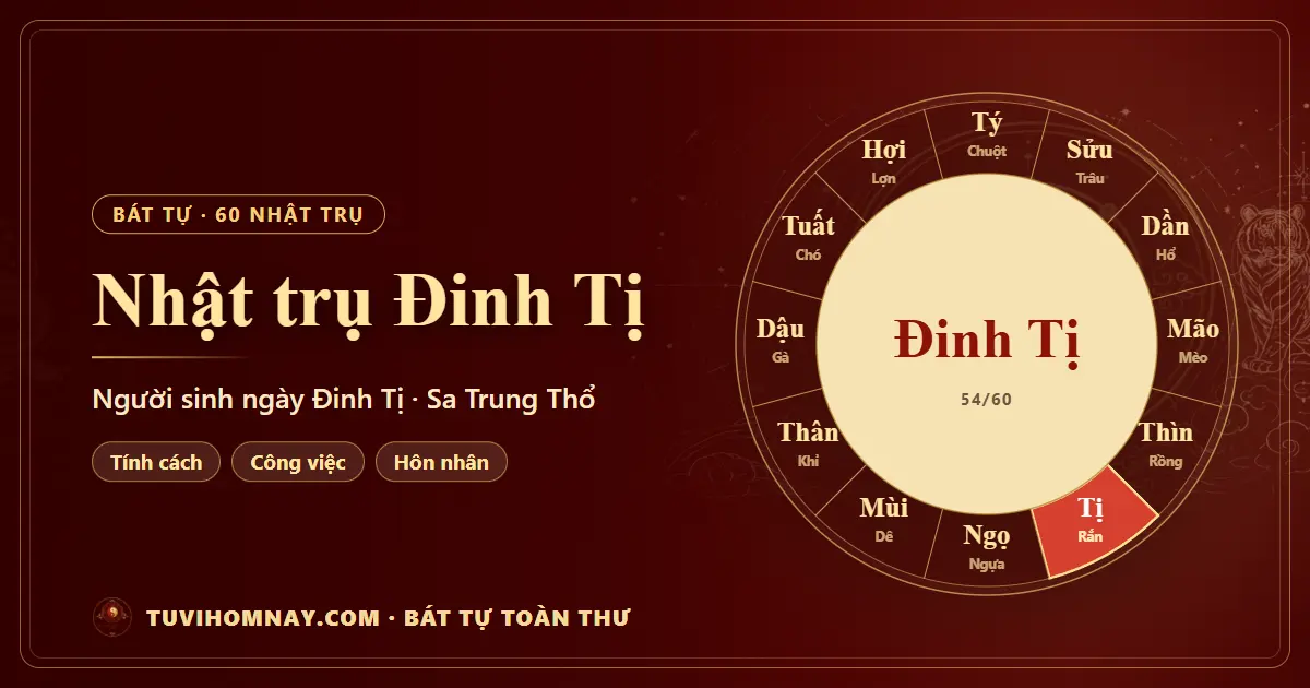 Nhật trụ Đinh Tị: người sinh ngày Đinh Tị — Bát tự toàn thư