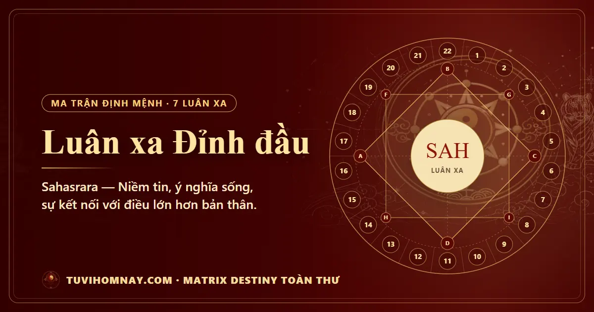 Luân xa Đỉnh đầu (Sahasrara) trên ma trận định mệnh — Matrix Destiny toàn thư