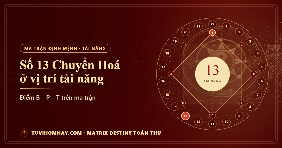Số 13 (Chuyển Hoá) ở vị trí tài năng — Matrix Destiny toàn thư