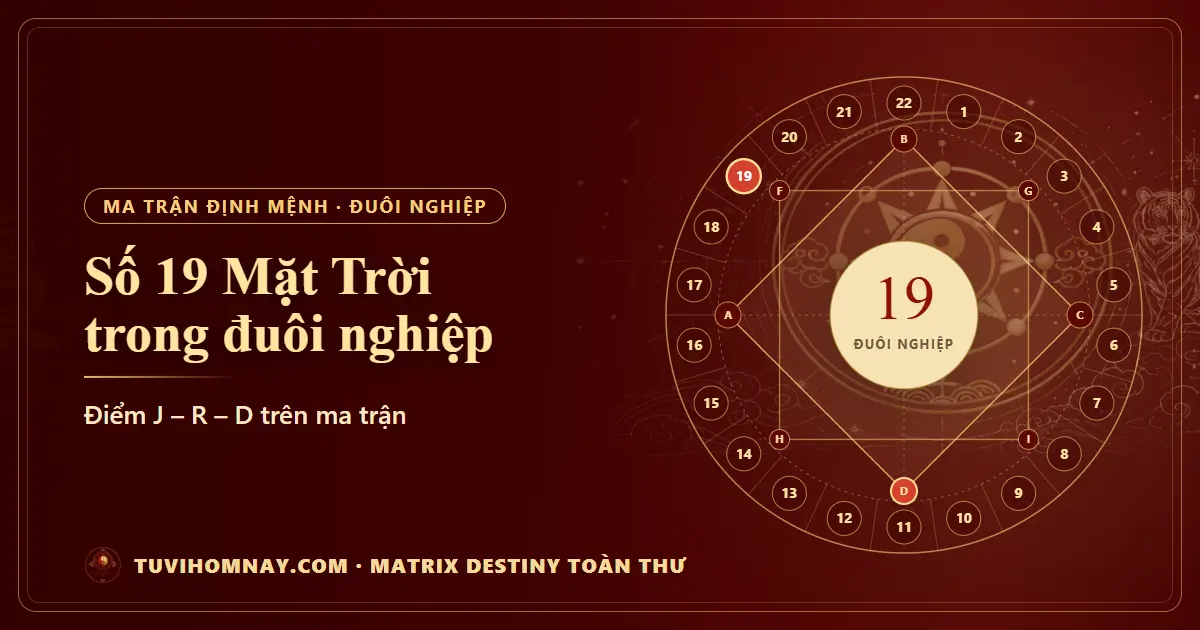 Số 19 (Mặt Trời) trong đuôi nghiệp — Matrix Destiny toàn thư