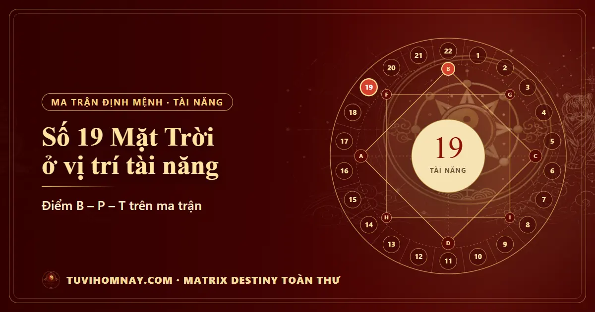 Số 19 (Mặt Trời) ở vị trí tài năng — Matrix Destiny toàn thư