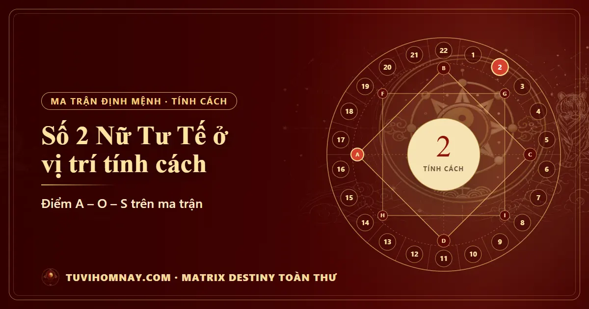 Số 2 (Nữ Tư Tế) ở vị trí tính cách — Matrix Destiny toàn thư