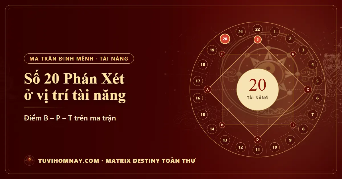 Số 20 (Phán Xét) ở vị trí tài năng — Matrix Destiny toàn thư